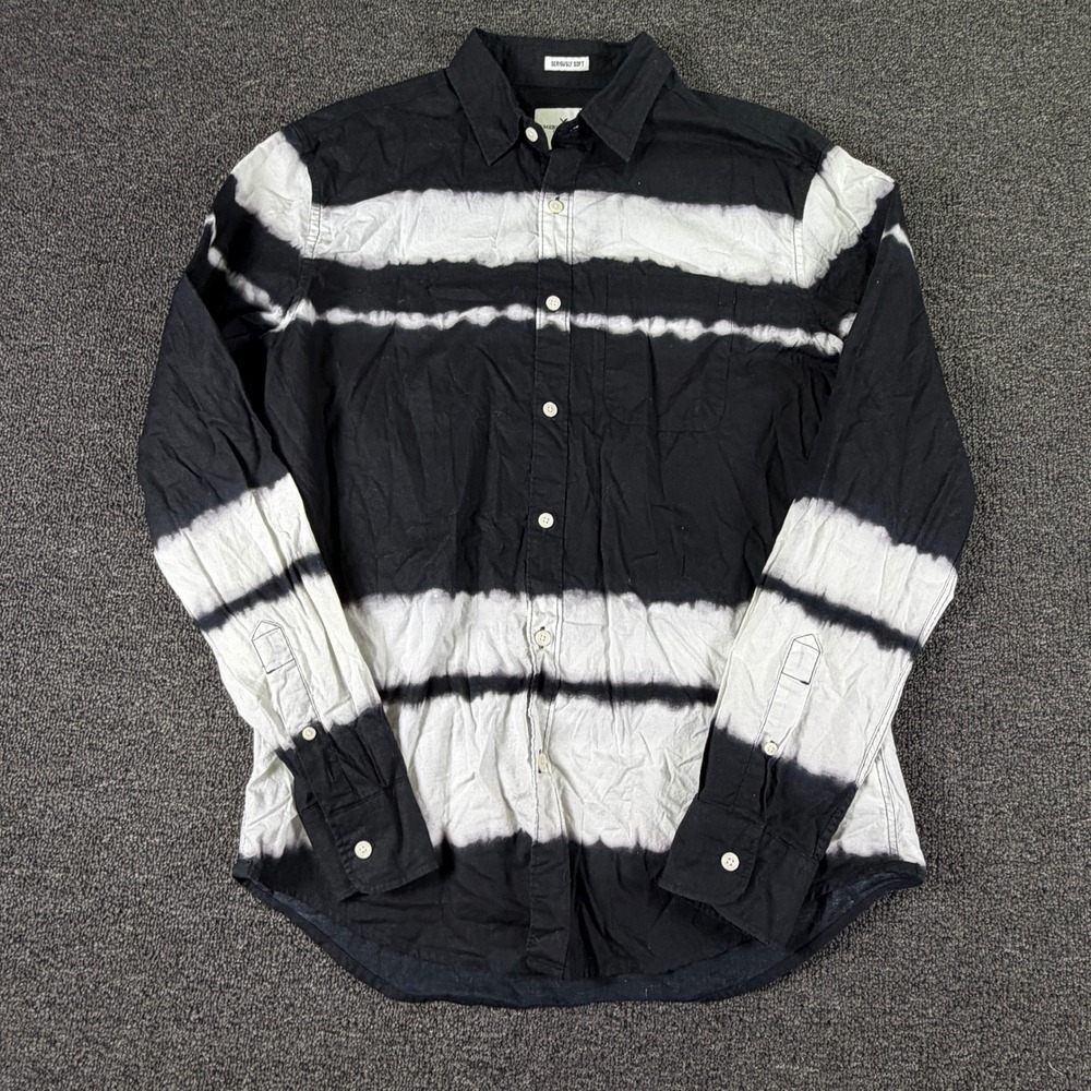 American Eagle Button-Down Mens M Seriously Soft Black Tie-Dye EUC